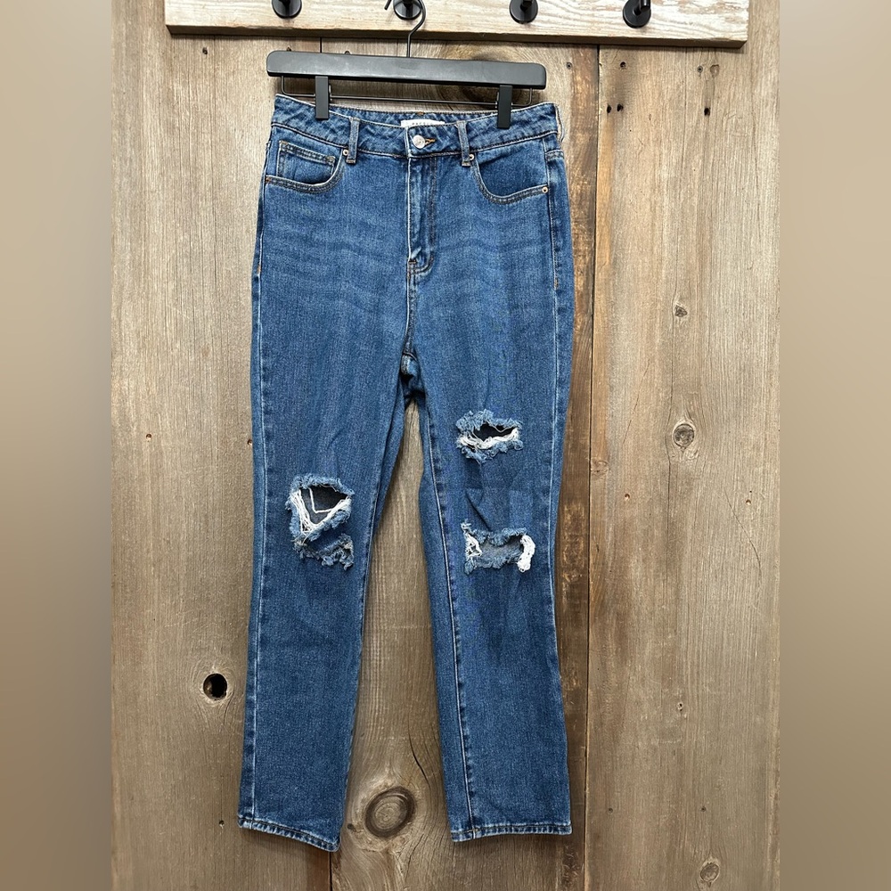 PacSun High Rise Mom Jeans Distressed Blue Wash Size 28